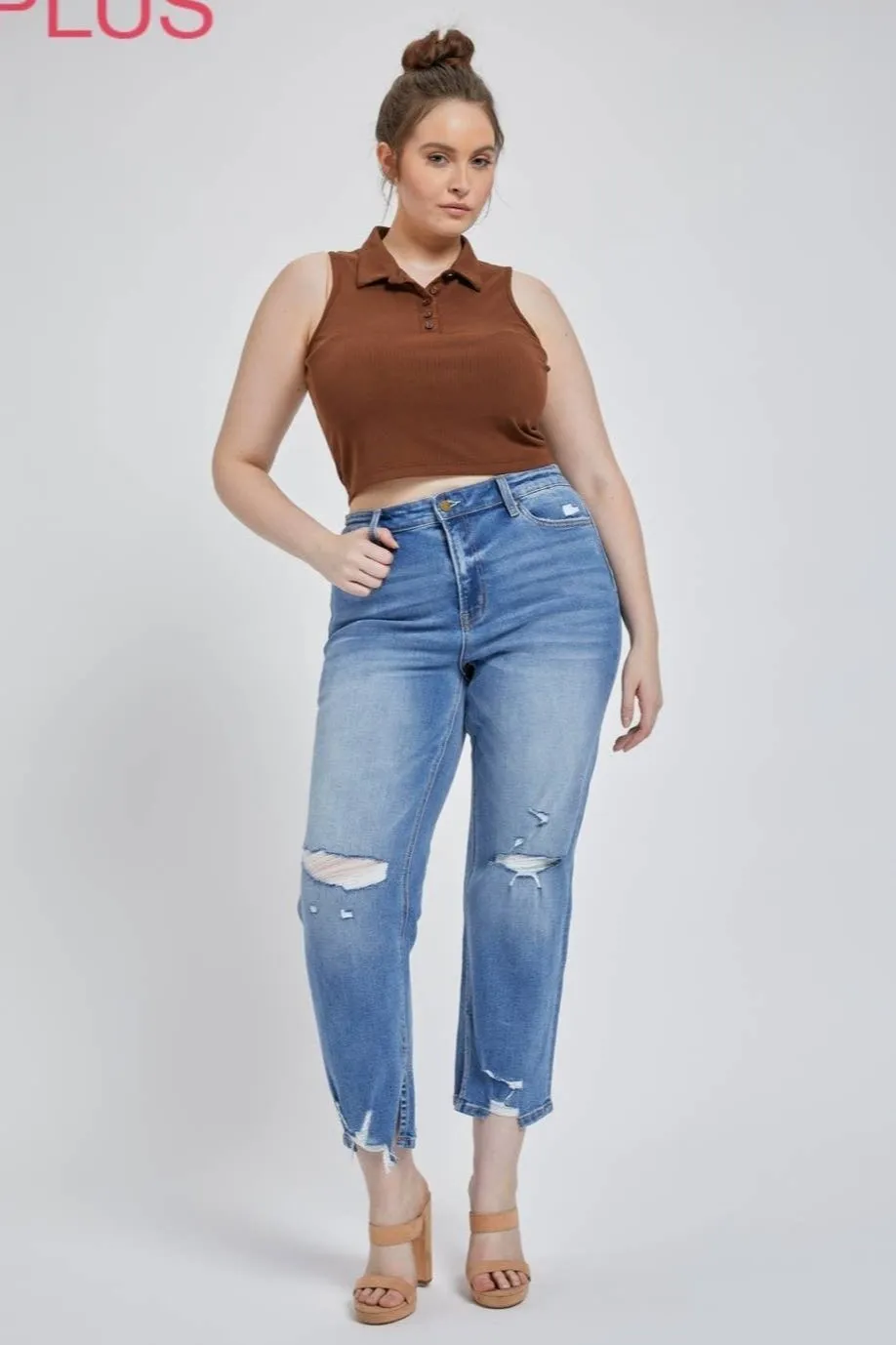 Mica Denim High Rise Ankle Straight With Slit