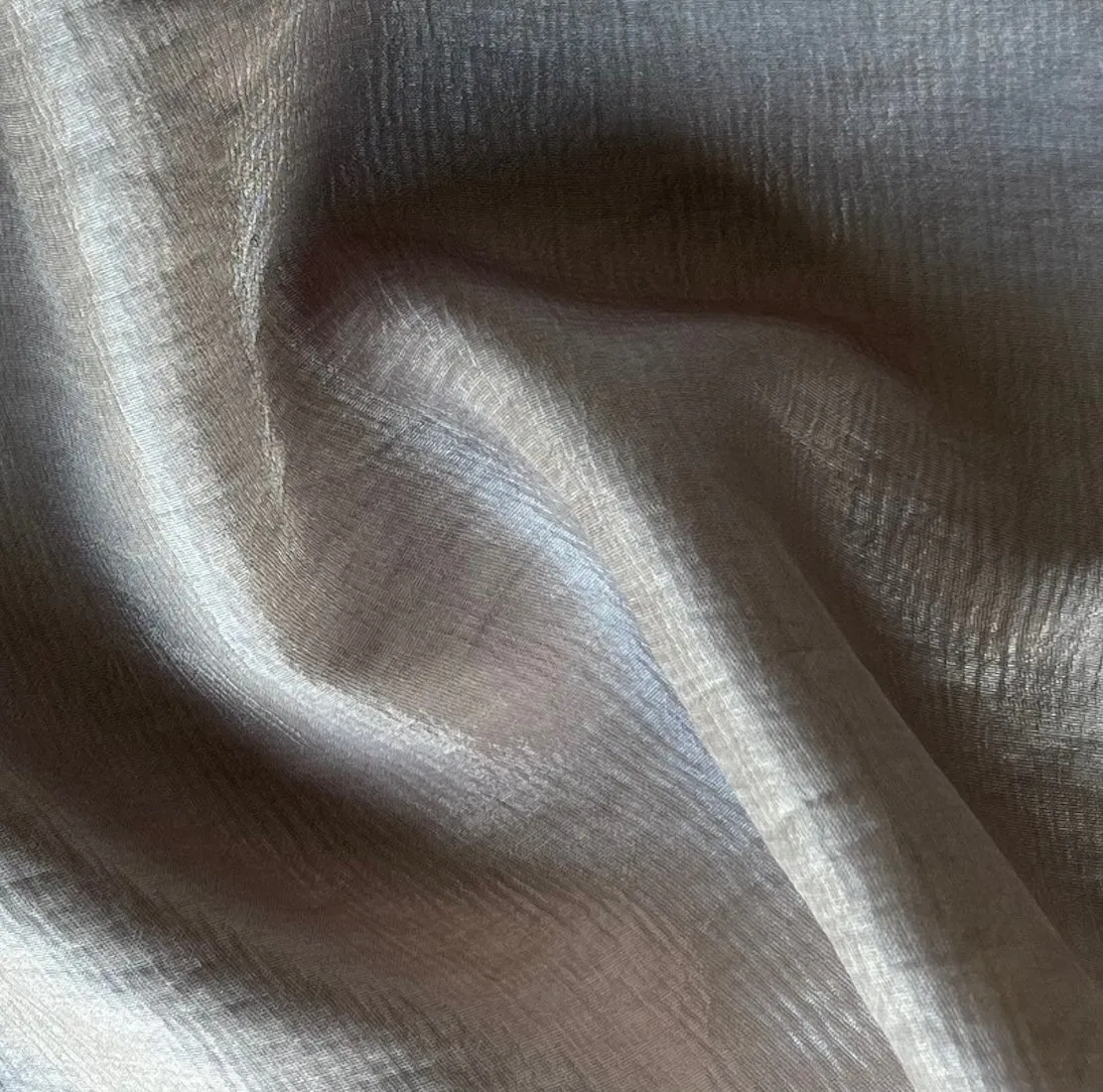 Mid-Weight Flax Shimmery Crinkled Cotton Blend Double-Cloth