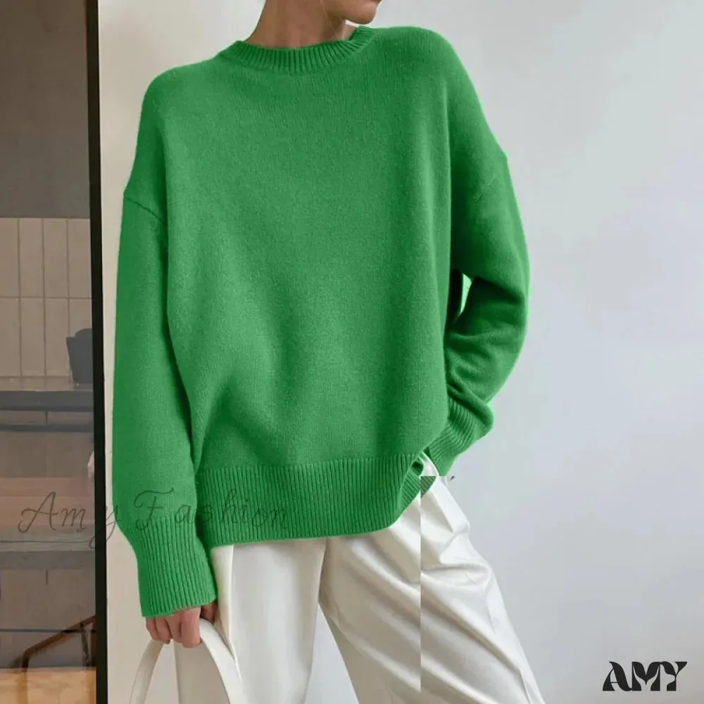 Oversized Cashmere Autumn Winter Women Fashion Basic Knitted Pullover Soft Loose Casual Sweater