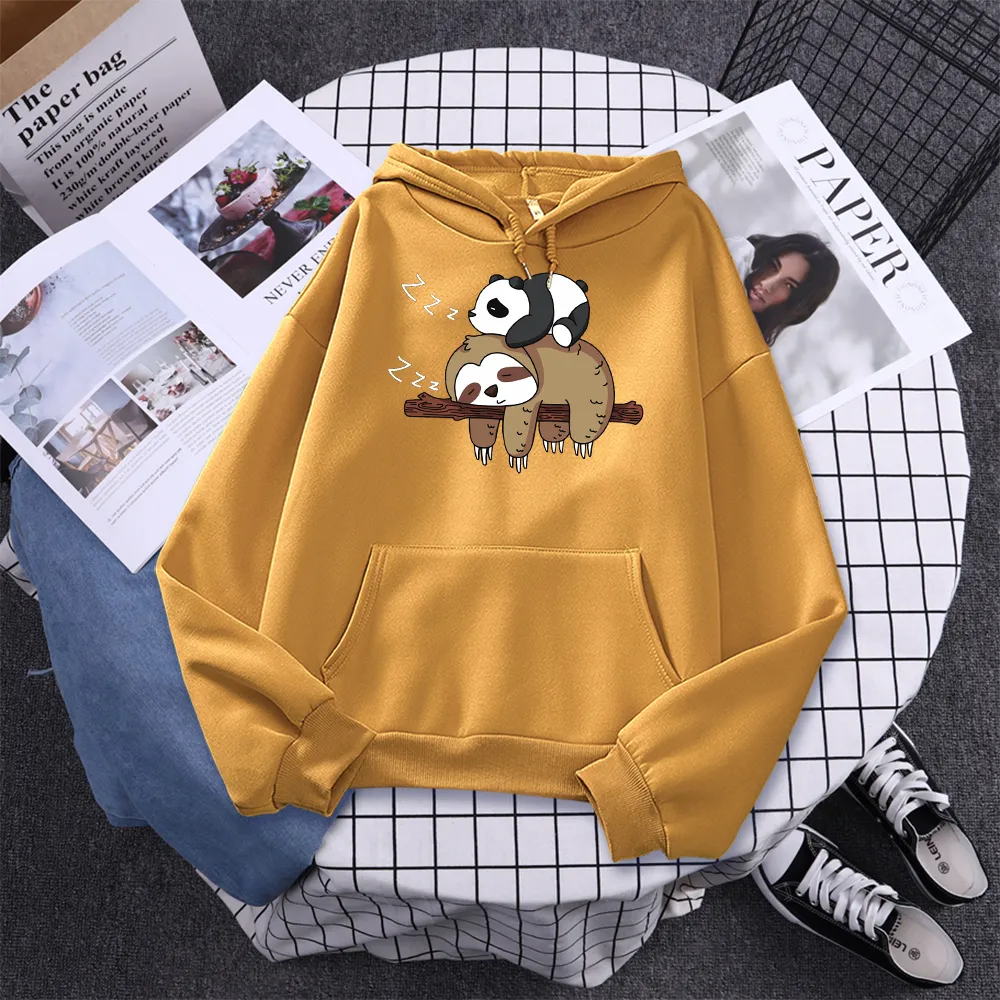 Panda & Sloth Oversized Hoodie Sweatshirt with Pockets