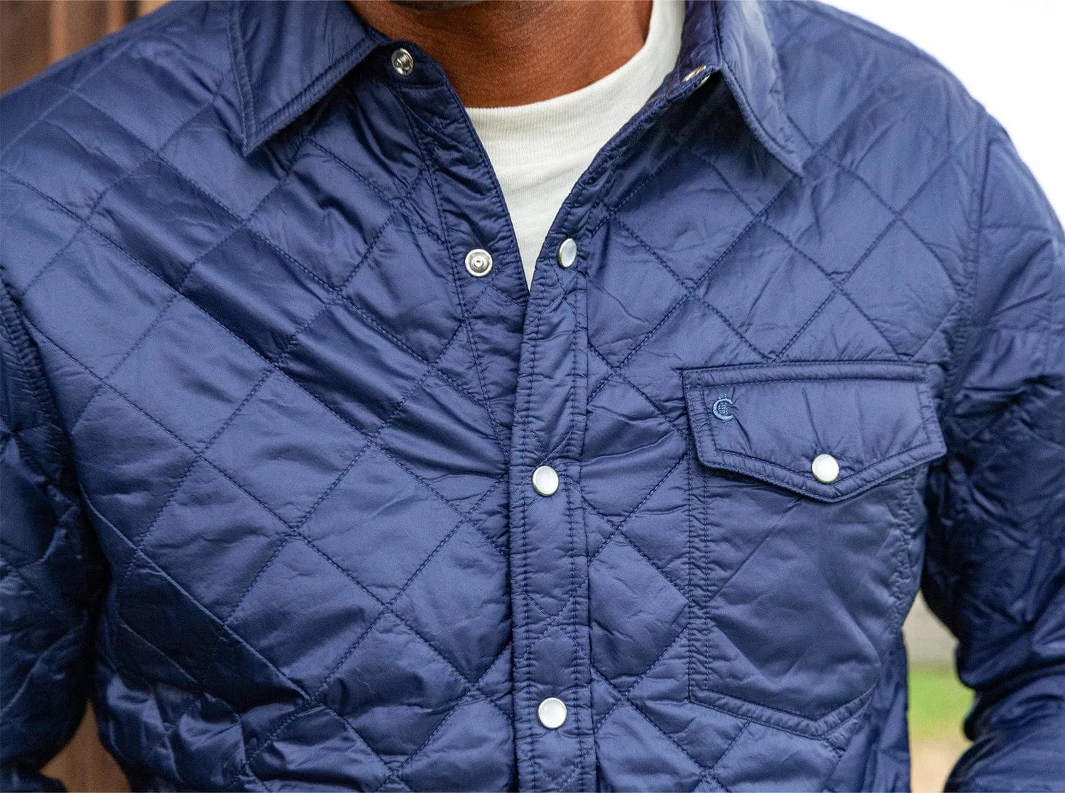 Quilted Shacket - Navy Blue