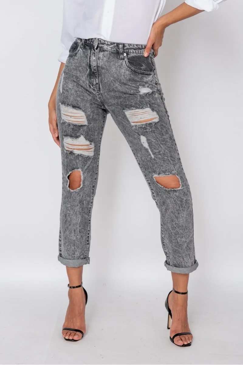 "Acid Storm" Ripped Boyfriend Jeans