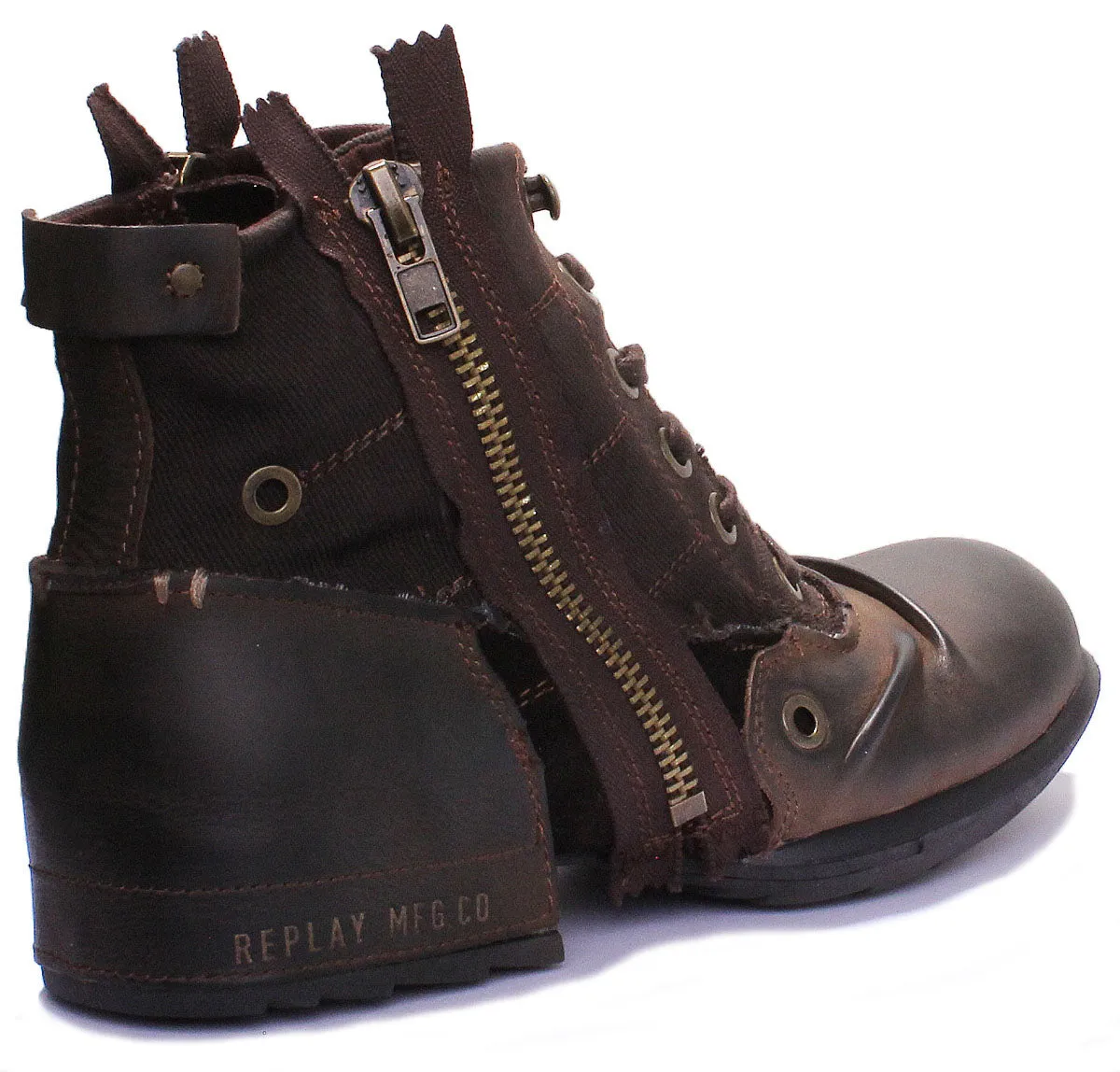 Replay Clutch Mens Biker Boot In Dark Brown