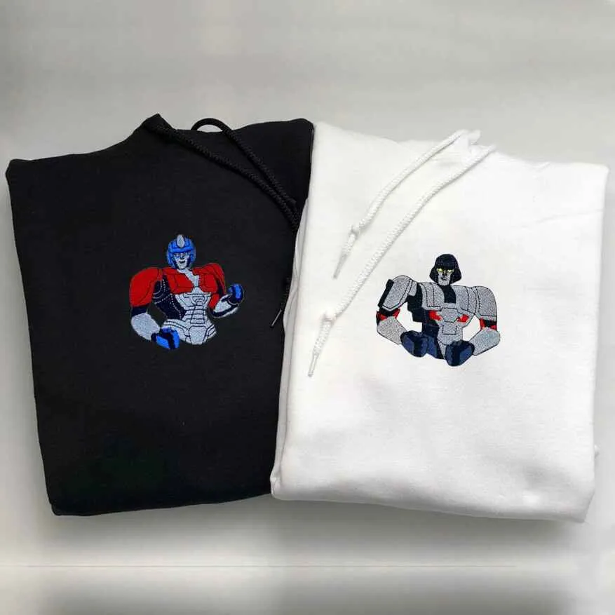 Robot Truck Couple Sweatshirts - Custom Embroidered Matching Couple Hoodies