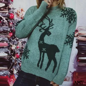 Soft Knitted Christmas Sweater - Warm Casual Pullover