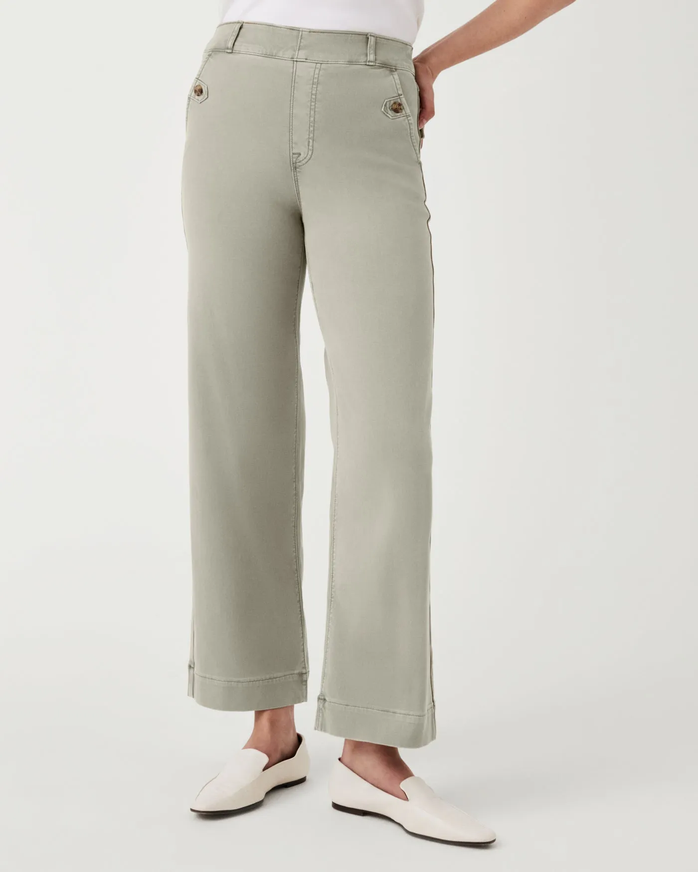 Stretch Twill Cropped Wide Leg, olive oil