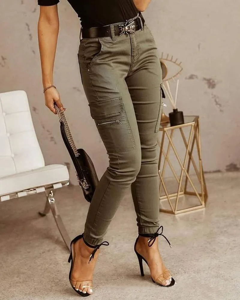 Tamara – Women's Slim-Fit Cargo Pants with Multiple Pockets and High-Waisted Design