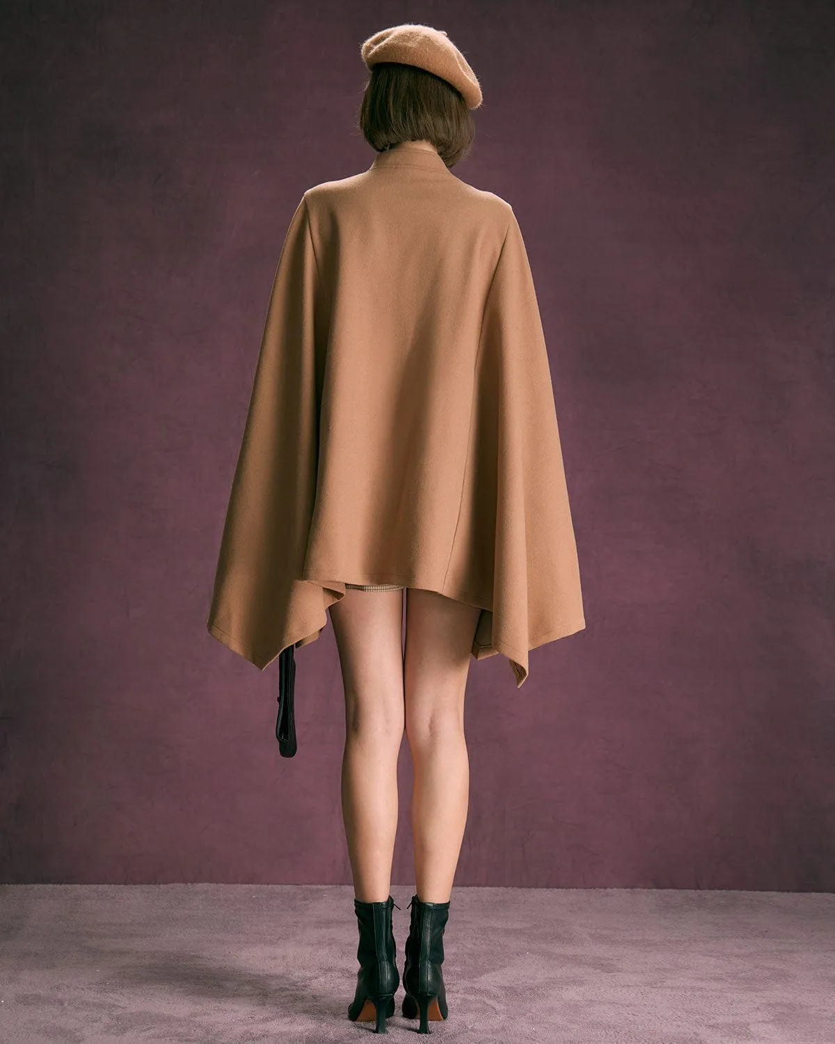 The Khaki Stand Collared Button Up Cape