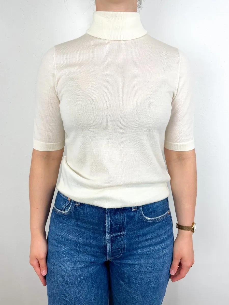 Turtleneck Sweater 1/2 Sleeve in Alabaster