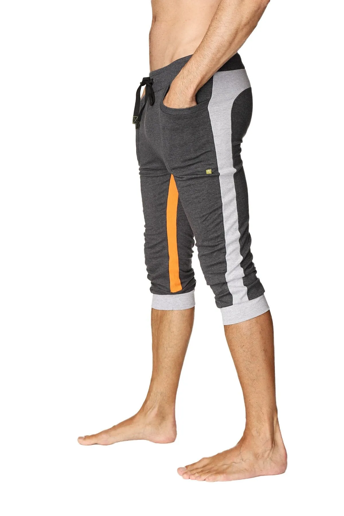 Ultra-Flex Tri-color Cuffed Yoga Pant (Charcoal w/Grey & Orange)