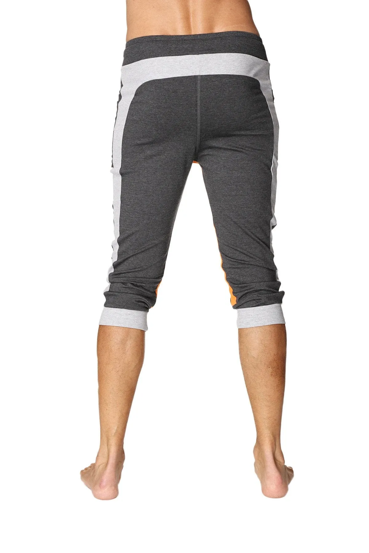 Ultra-Flex Tri-color Cuffed Yoga Pant (Charcoal w/Grey & Orange)