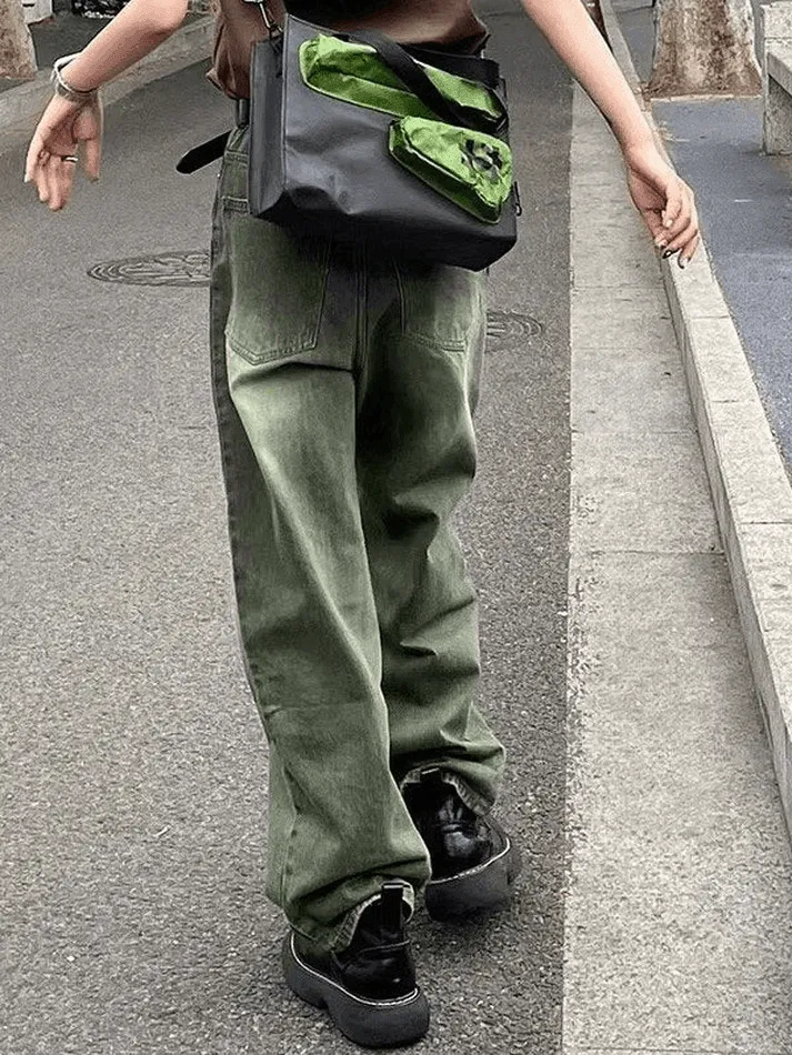 Vintage Green Wash Boyfriend Jeans