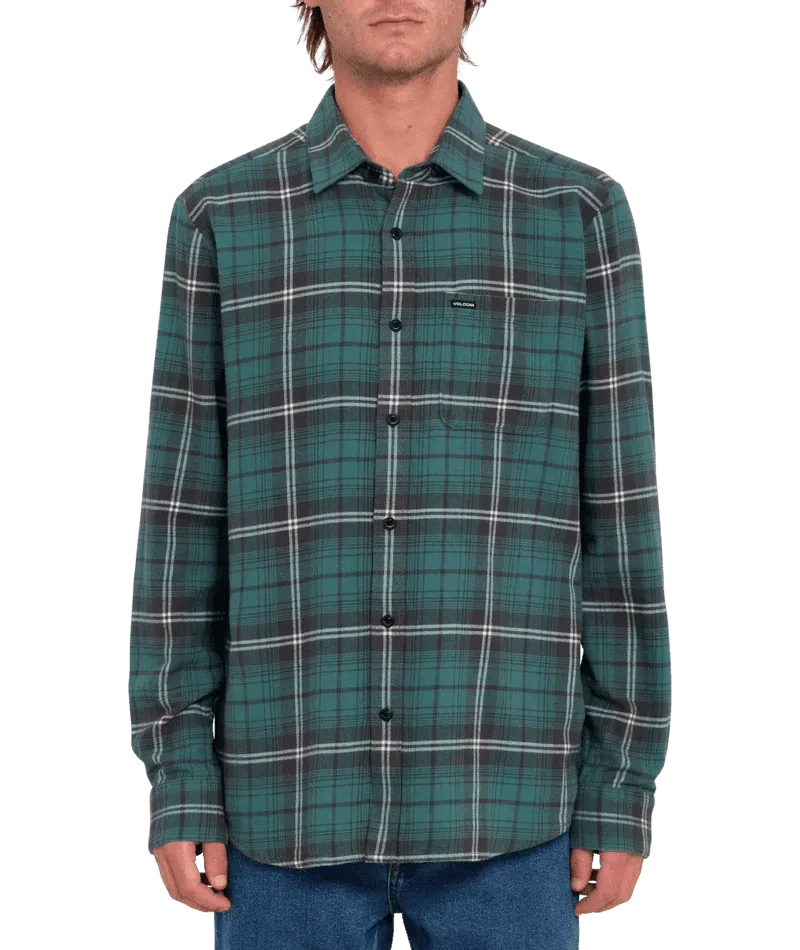 Volcom Caden Plaid Shirt Sea Green