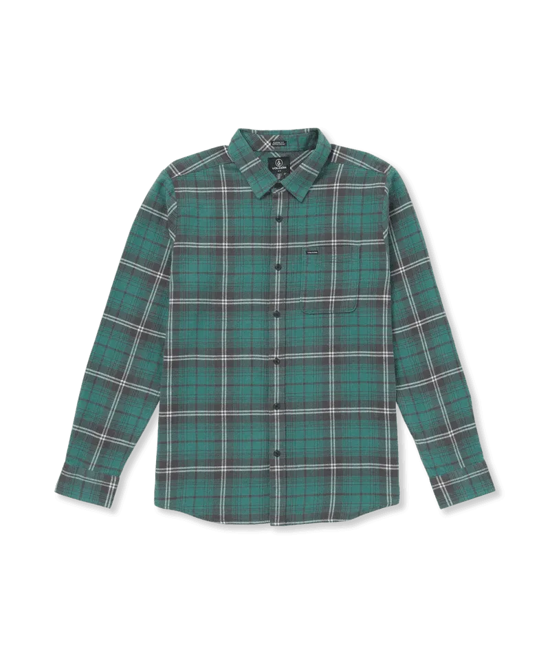 Volcom Caden Plaid Shirt Sea Green