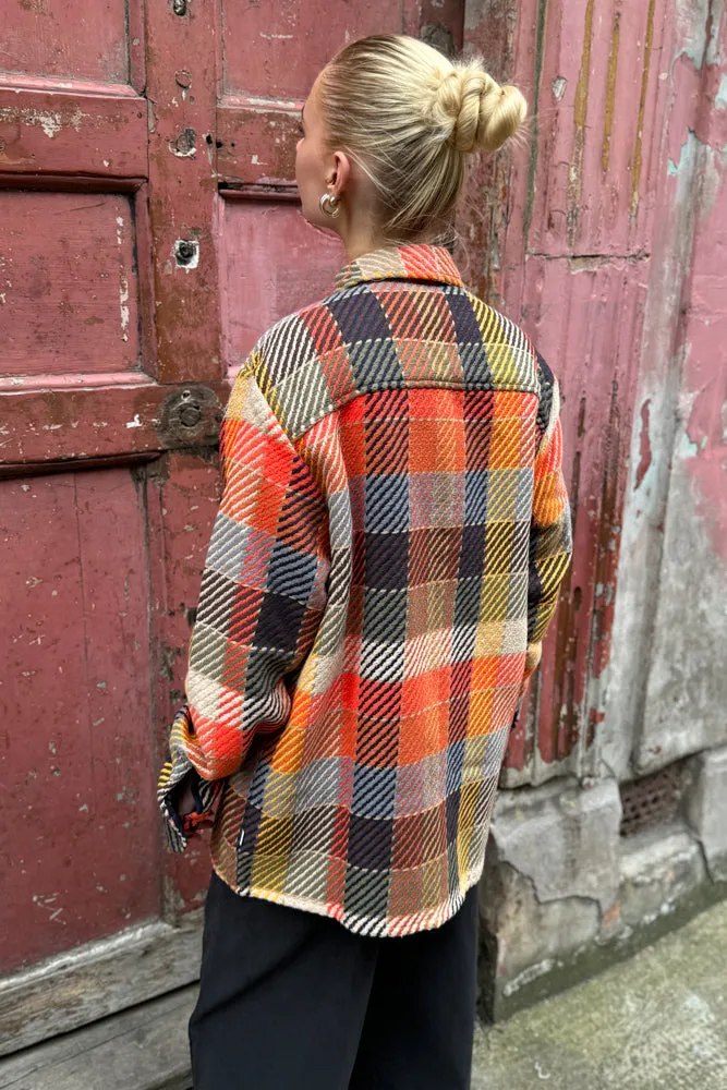 Wax Whiting Pike Check Orange Multi Overshirt