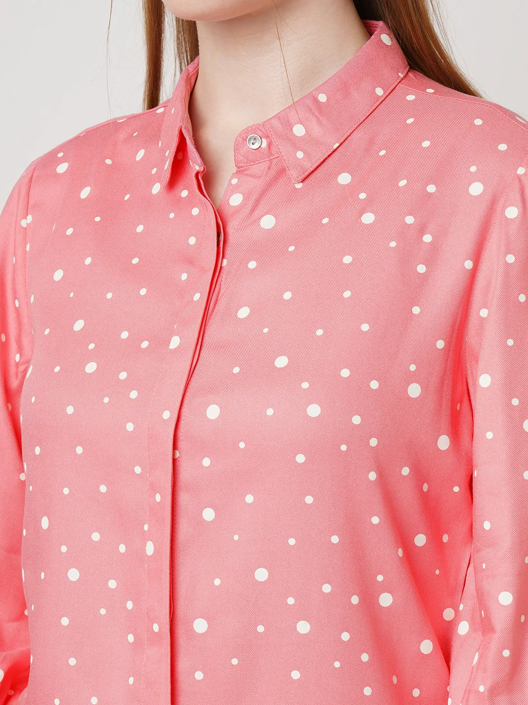 Women Slim Fit Blush Pink Printed Shirt