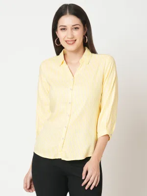 Women Slim Fit Golden Sunset Stripe Shirt