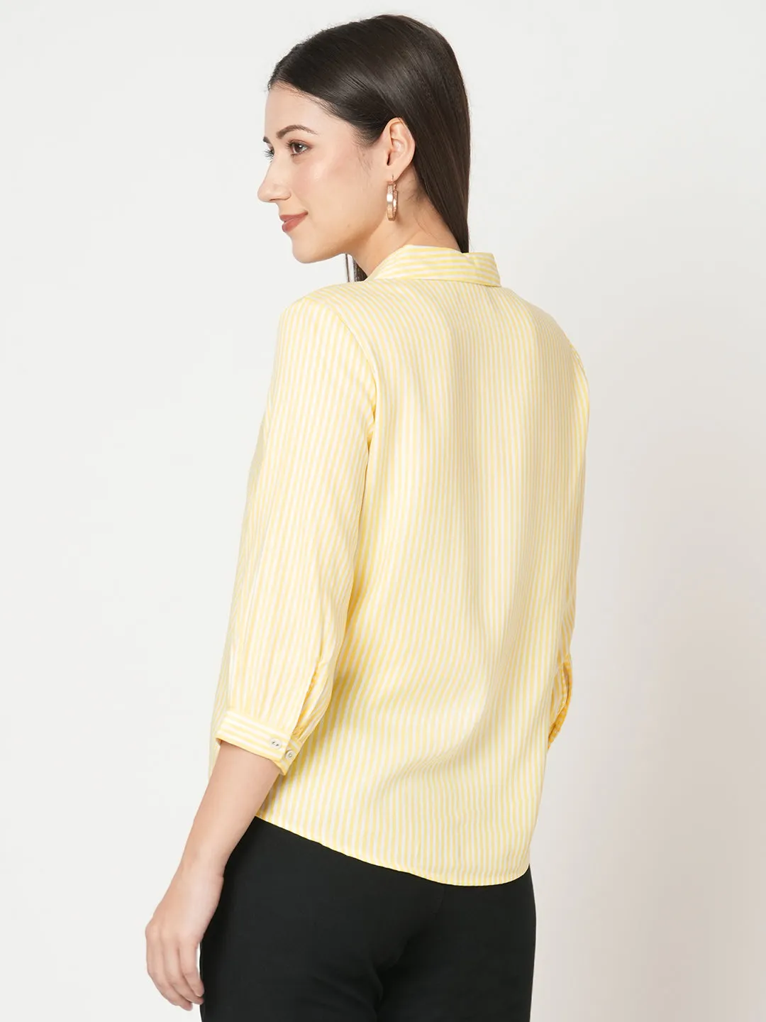 Women Slim Fit Golden Sunset Stripe Shirt