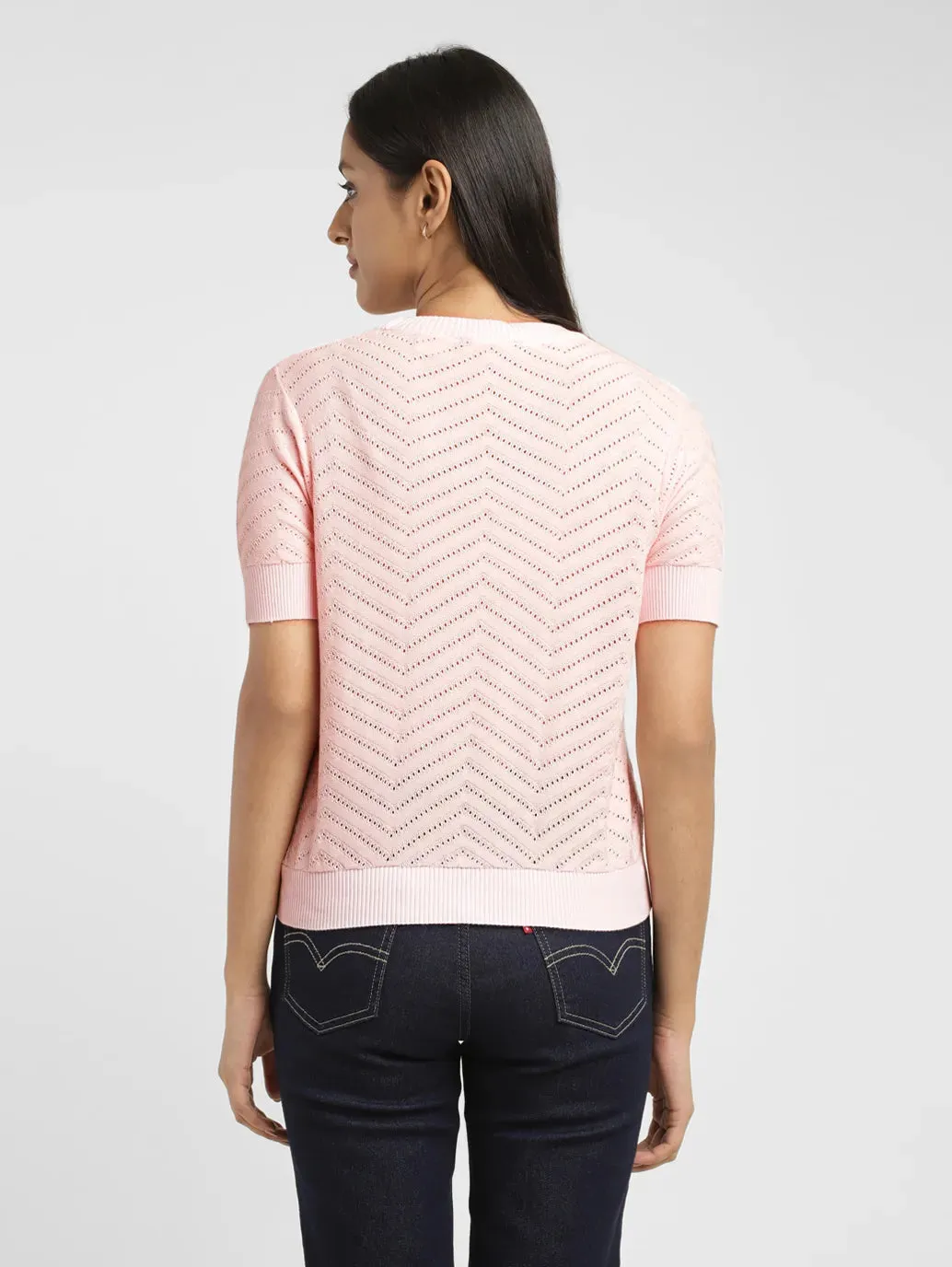 Women's Chevron Pink Crew Neck Sweater