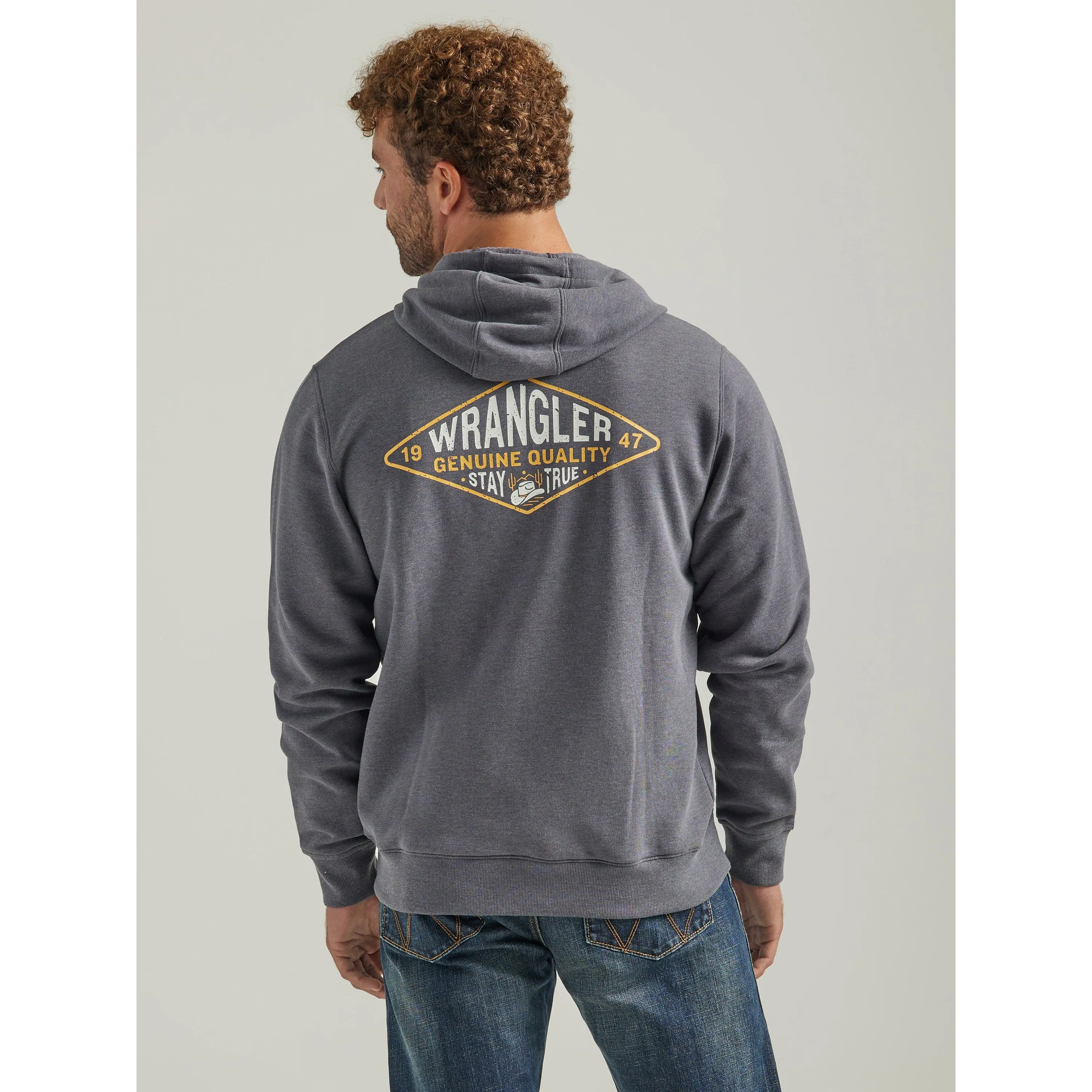 Wrangler Men's Charcoal Heather Graphic Logo Full Zip Hoodie