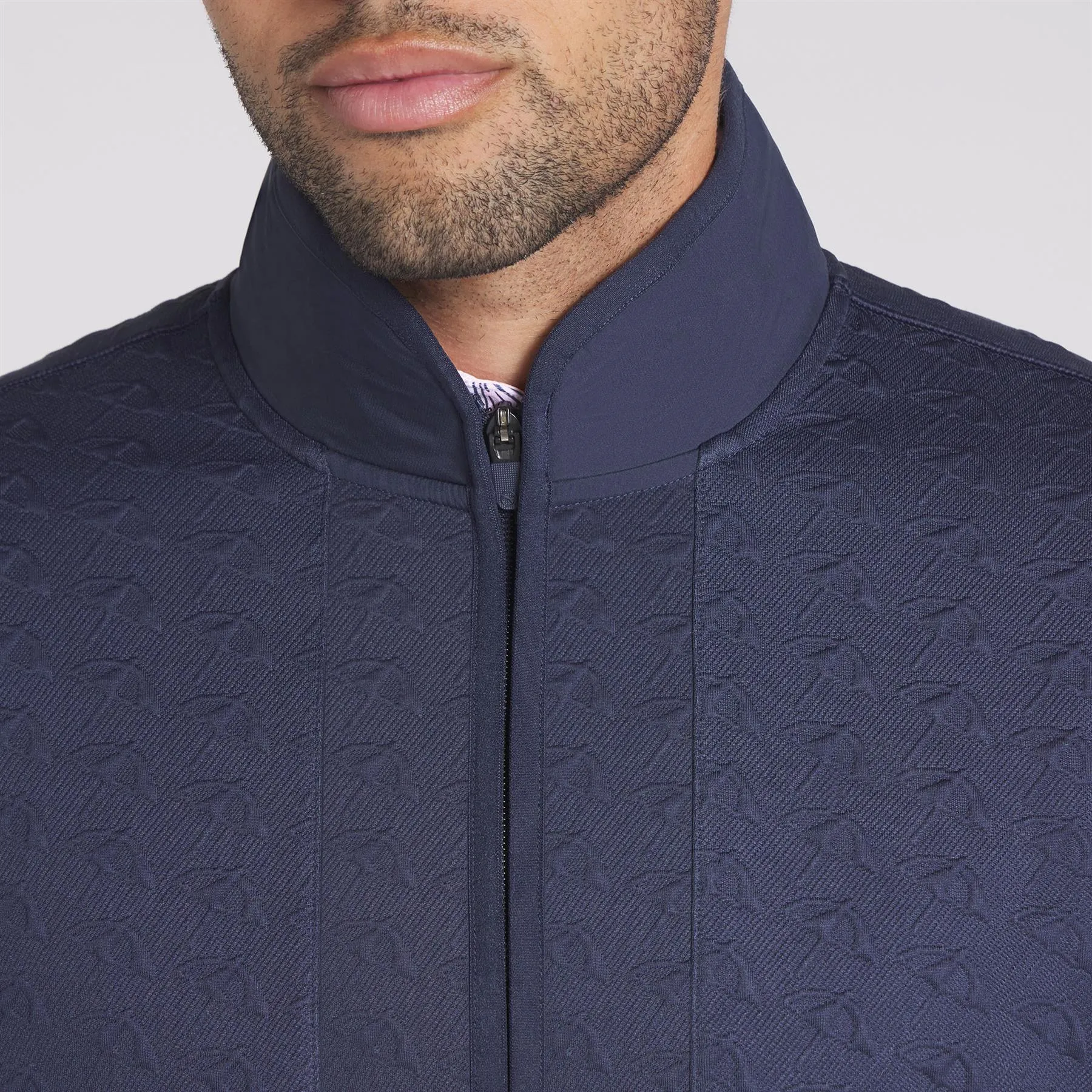 x AP Jacquard Quarter Zip Mid Layer Deep Navy - AW24